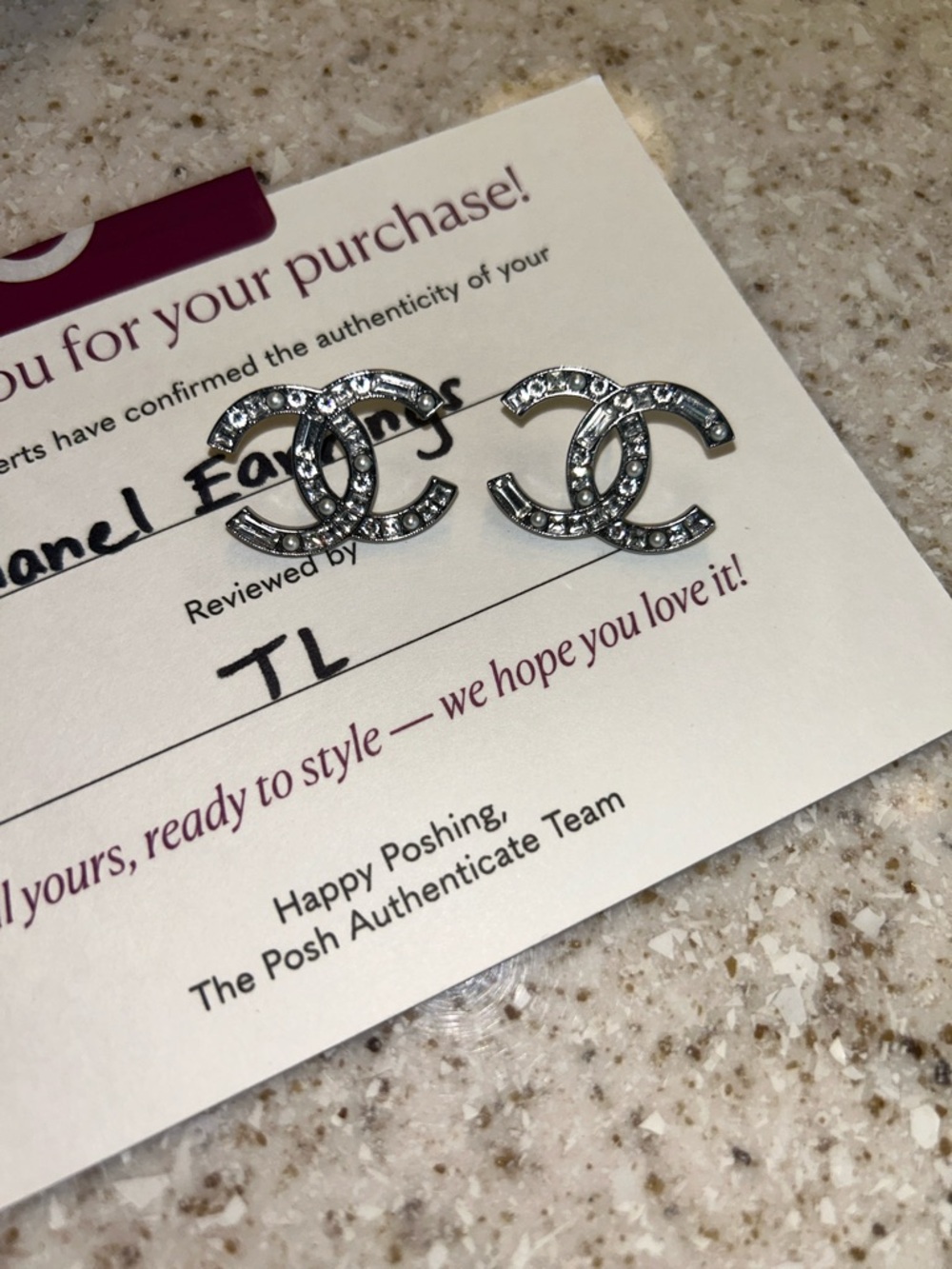 CHANEL Silver CC Crystal Logo Earrings - Picture 13 of 15